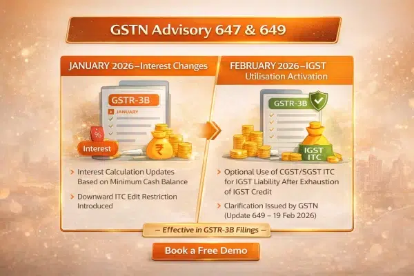 gstn-advisory-647-649-interest-igst-update-2026 Interest calculation changes from Jan 2026 and IGST credit utilisation activation from Feb 2026 under GSTN Advisory 647 and 649