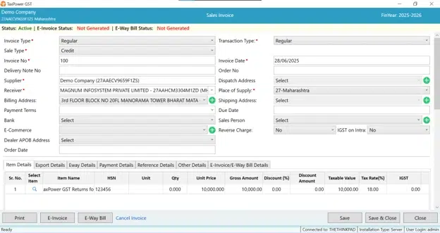 GST transaction compliance process in TaxPower GST
