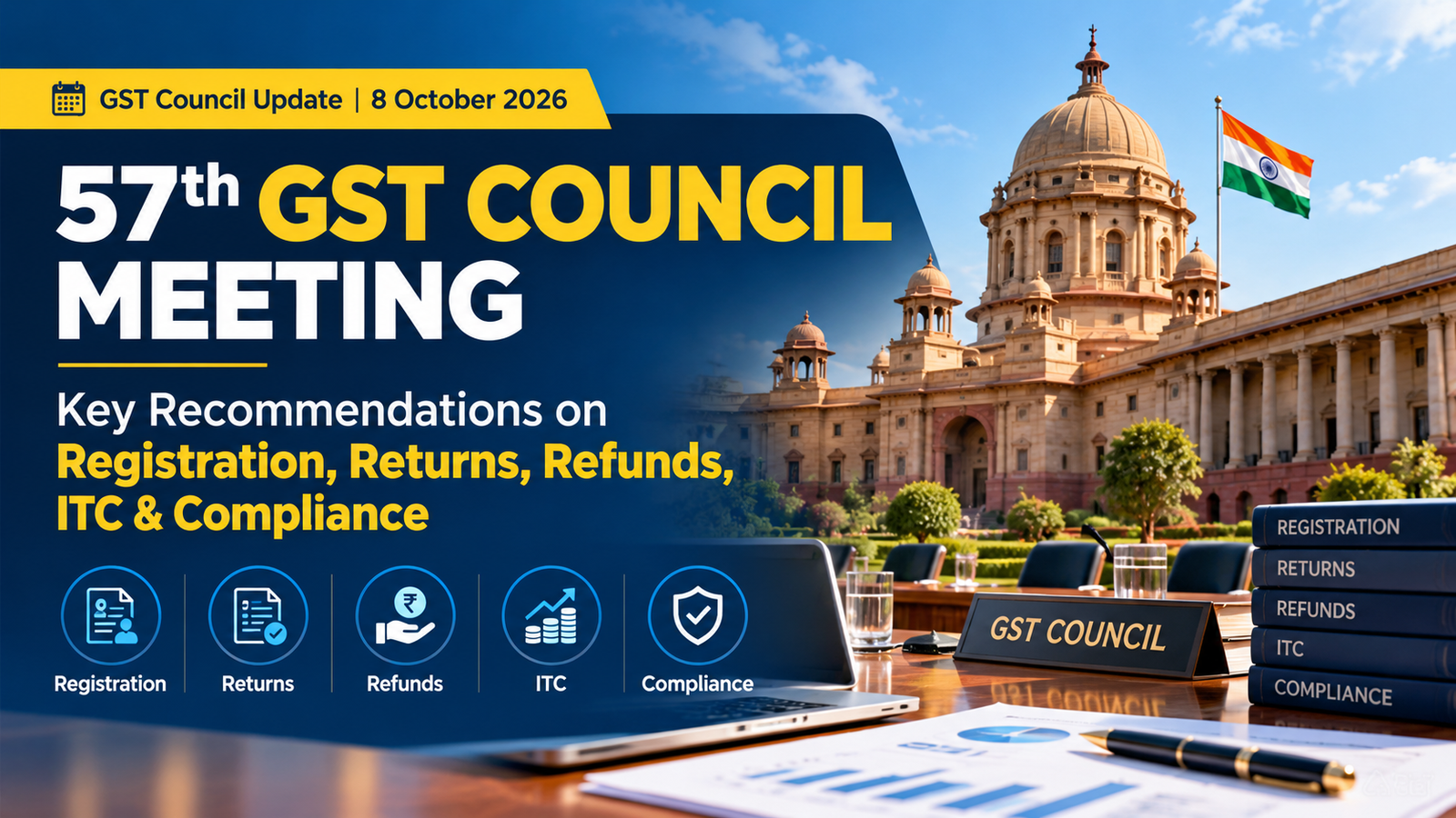 57th GST Council Meeting key GST reforms on registration, returns, refunds, ITC and compliance