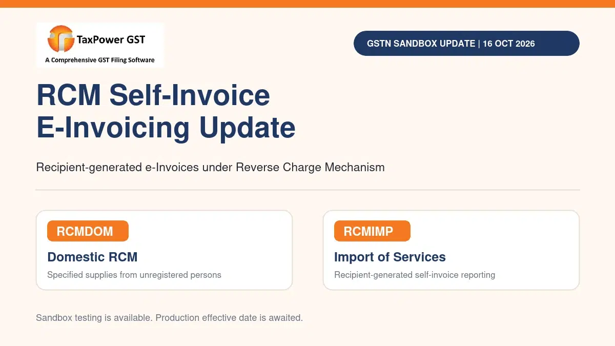 RCMDOM and RCMIMP RCM self-invoice e-invoicing sandbox update